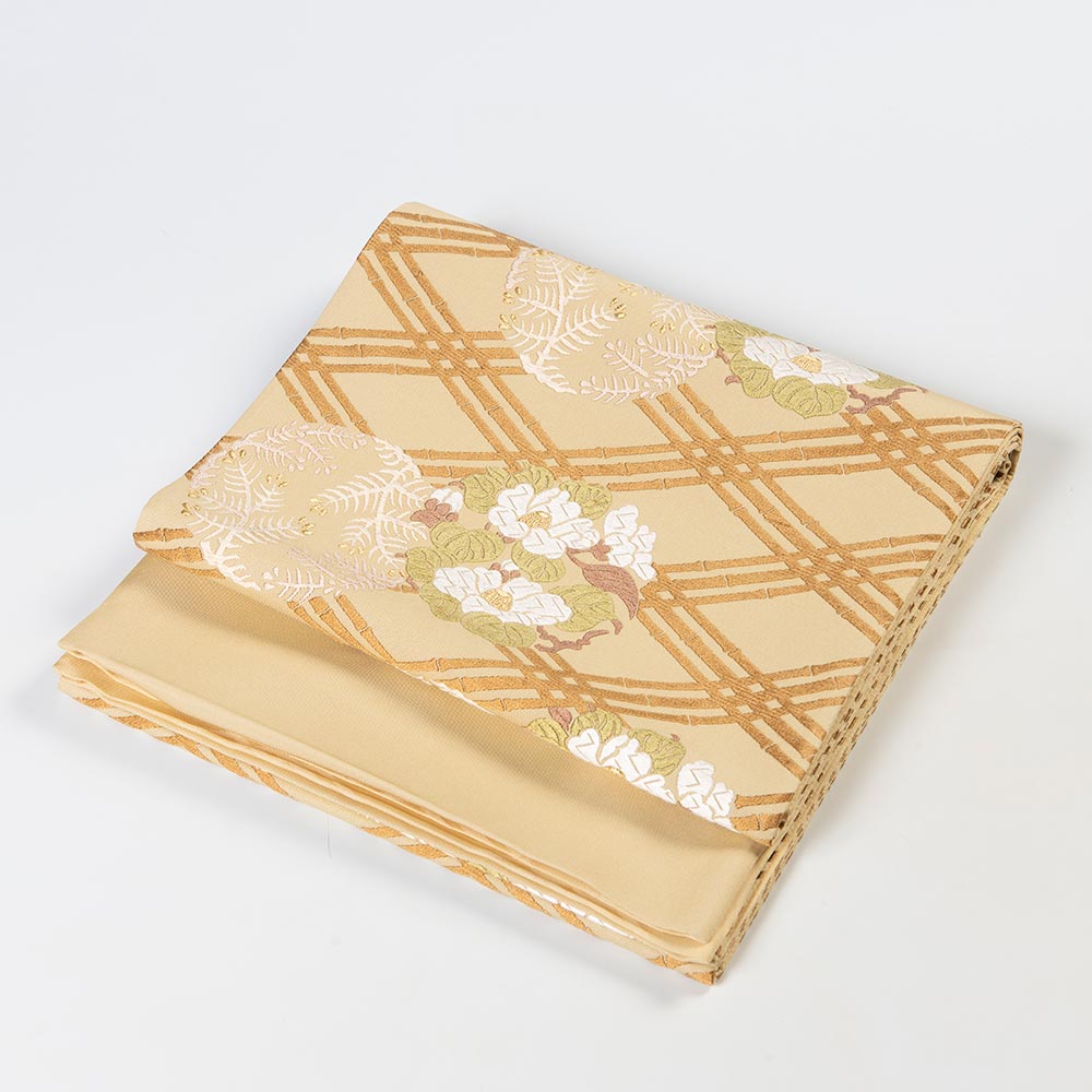 牡丹松丸文様袋帯