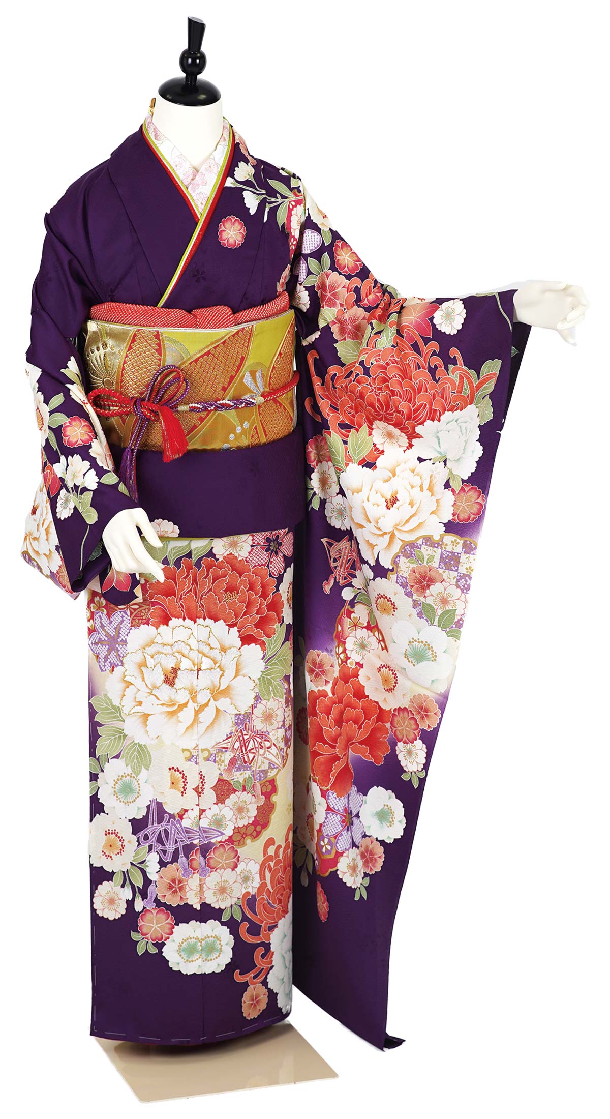 オーダーレンタル<br>紫に桜と大牡丹振袖（SSK009）